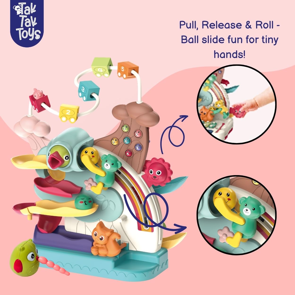 Tak Tak Toys Little Loops Activity Playset | Educational Toy with Rolling Balls, Feeding Bird Game & Colorful Slides | Motor Skill Development Toy for Kids | Age 3 Y+ 3