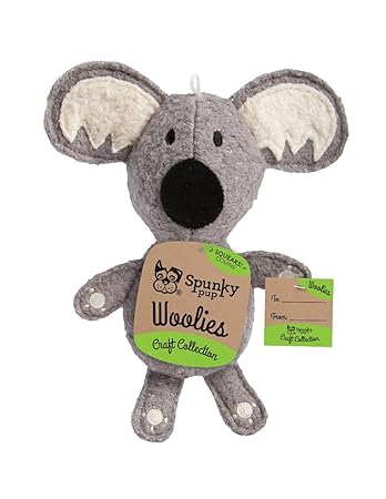 Spunky Pup Woolies Dog Toy | Squeaky Plush Toy | Made with Double Stitched Wool | Mini Koala