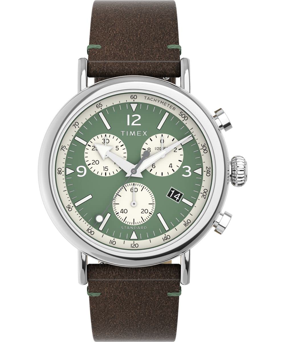 Timex Dress Watch and Timex Men's Standard Chronograph 41mm Watch Brown/Green