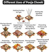 Vista 4 de Handicrafts Paradise Mármol Puja Chowki Par con Kalash