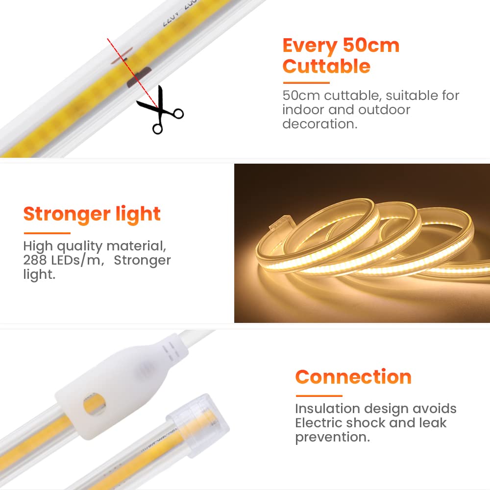 Striscia LED 2 Metri con Interruttore Striscia LED Impermeabile IP65