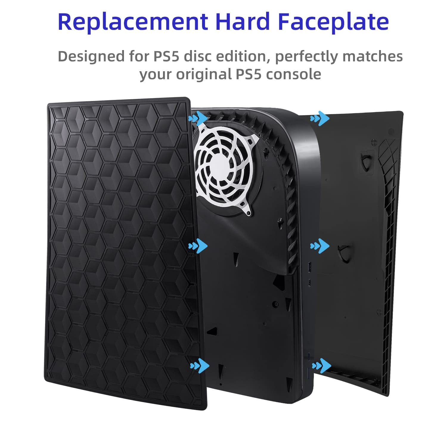 Mcbazel PS5 Cover di Ricambio per Frontalino, Accessori per Pannello Frontale Rigido Antipolvere per PlayStation 5 Disc Edition - Beehive Black (Non per PS5 Slim/PS5 PRO)