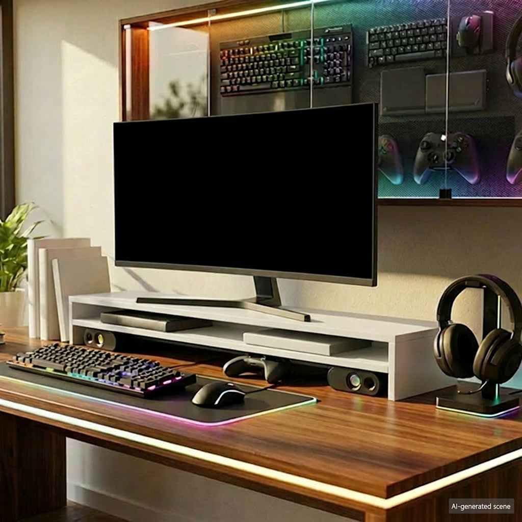 Soporte para monitor (madera, 100 x 24 x 13 cm), color blanco