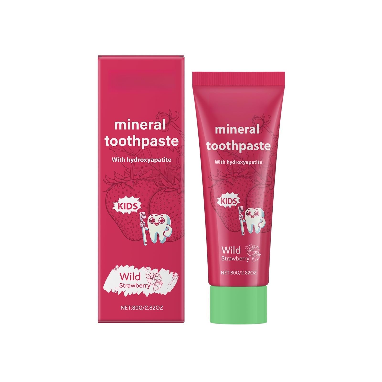 Dentifricio Minerale For Bambini 80g Gusto Fragola: Pulizia Quotidiana Delicata Dei Denti, Salute Delle Gengive, Divertimento Nella Spazzolatura(3PCS)