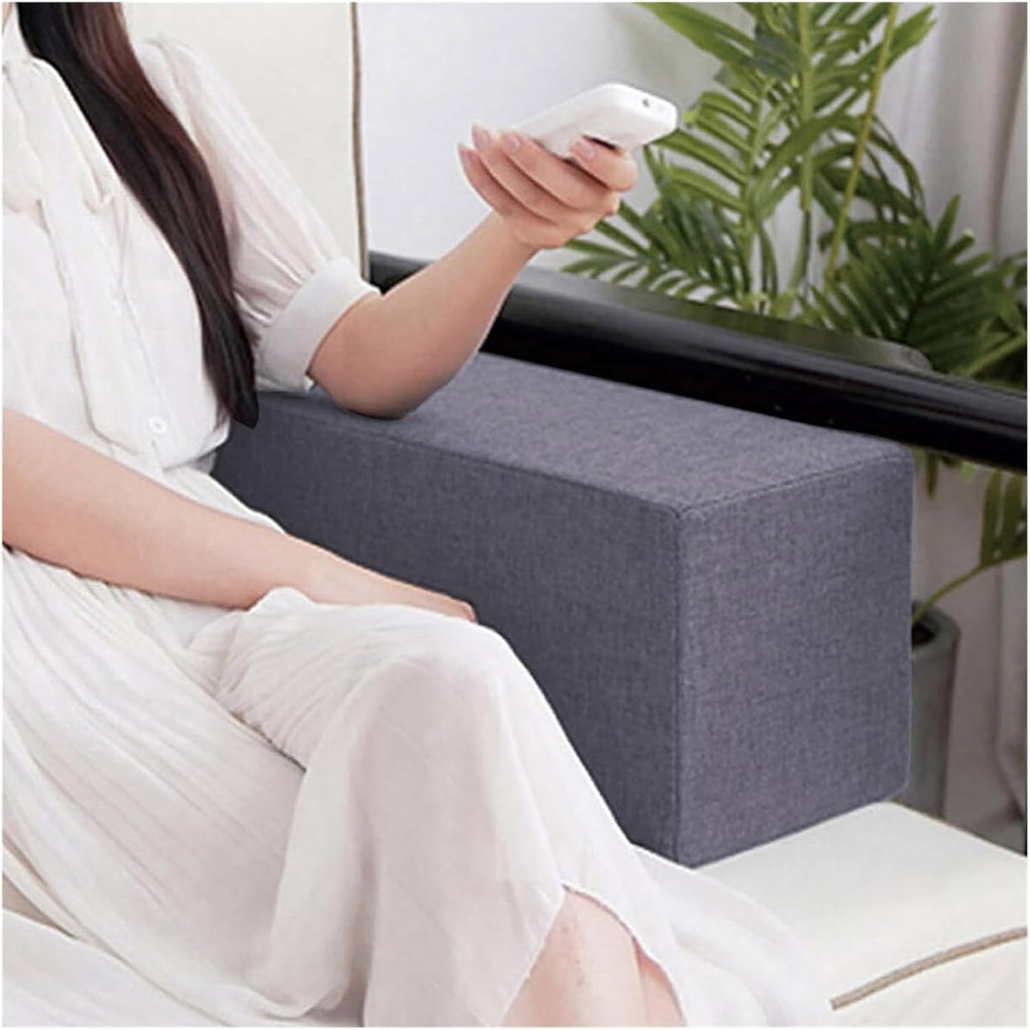 Akuops Couch Arm Rest Pillow, High Density Foam Armrest Cushion with Removable & Washable Linen Cover, Sofa/Bed/Armchair Elbow Support, Lumbar Spine Gap Filler (Dark Gray,25x25x40cm)