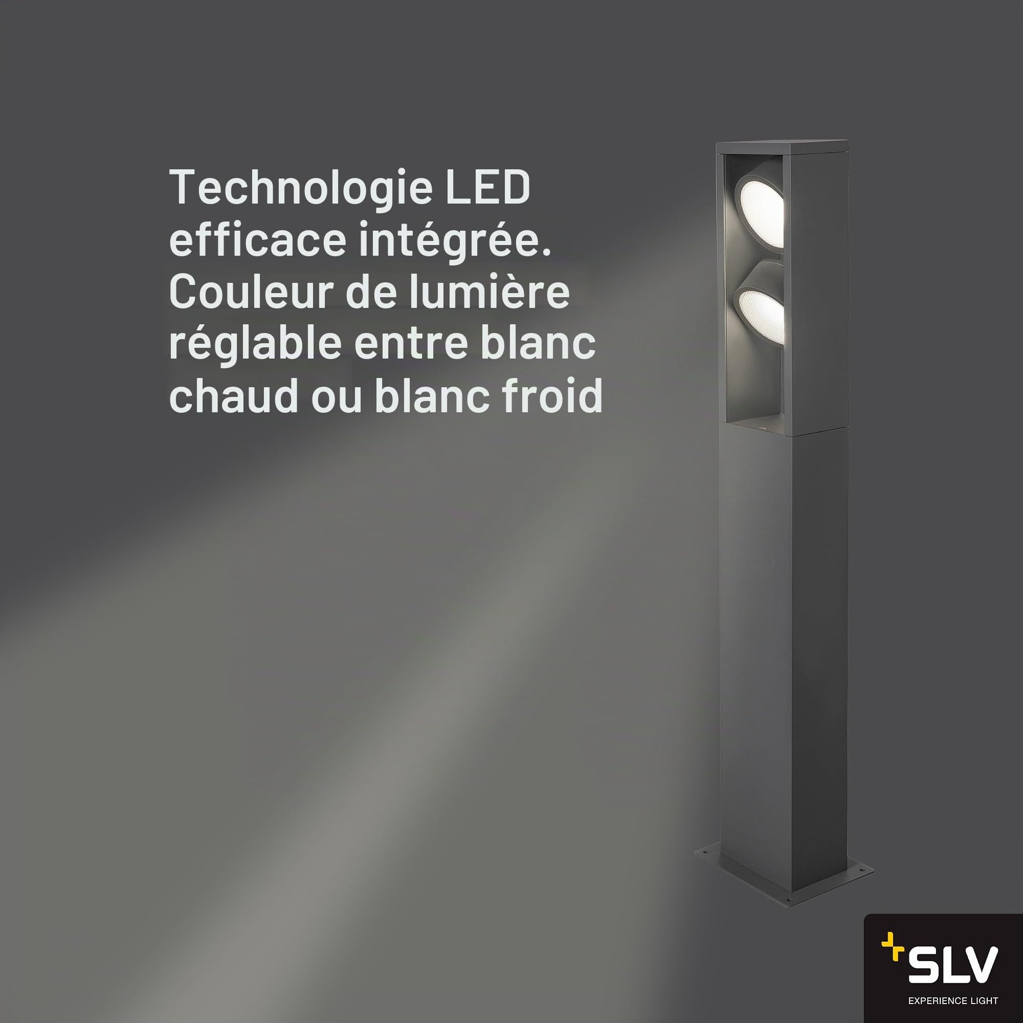 SLV Lampadaire ESKINA FRAME 75 FL - Éclairage extérieur LED pour chemins, murs, entrées, jardin - Interrupteur CCT 3000/4000 K - IP65-27 W - 2400 lm - Anthracite