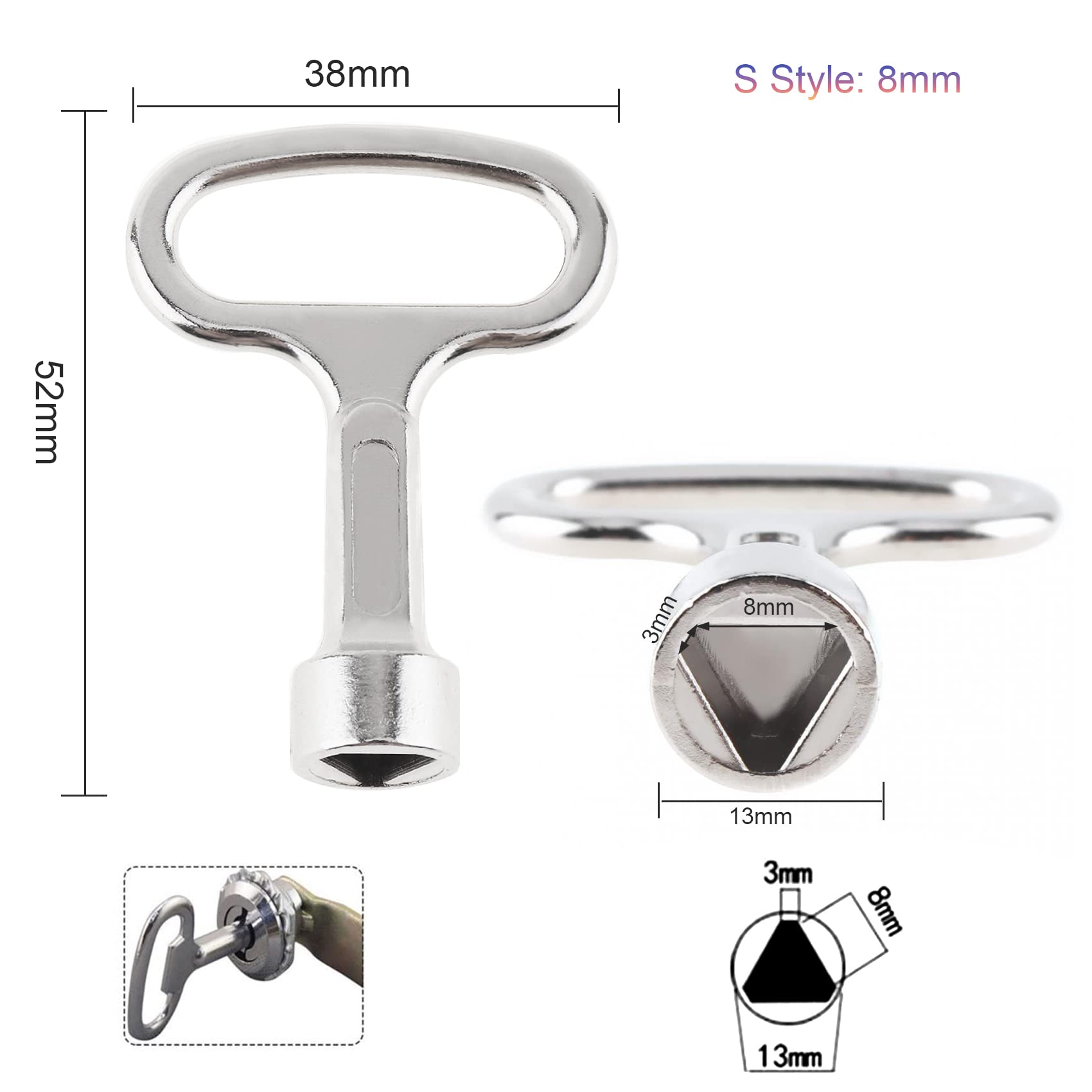 Triangle Key 2-Pack Triangle - 8mm Utility Keys For Elevator & Security ...
