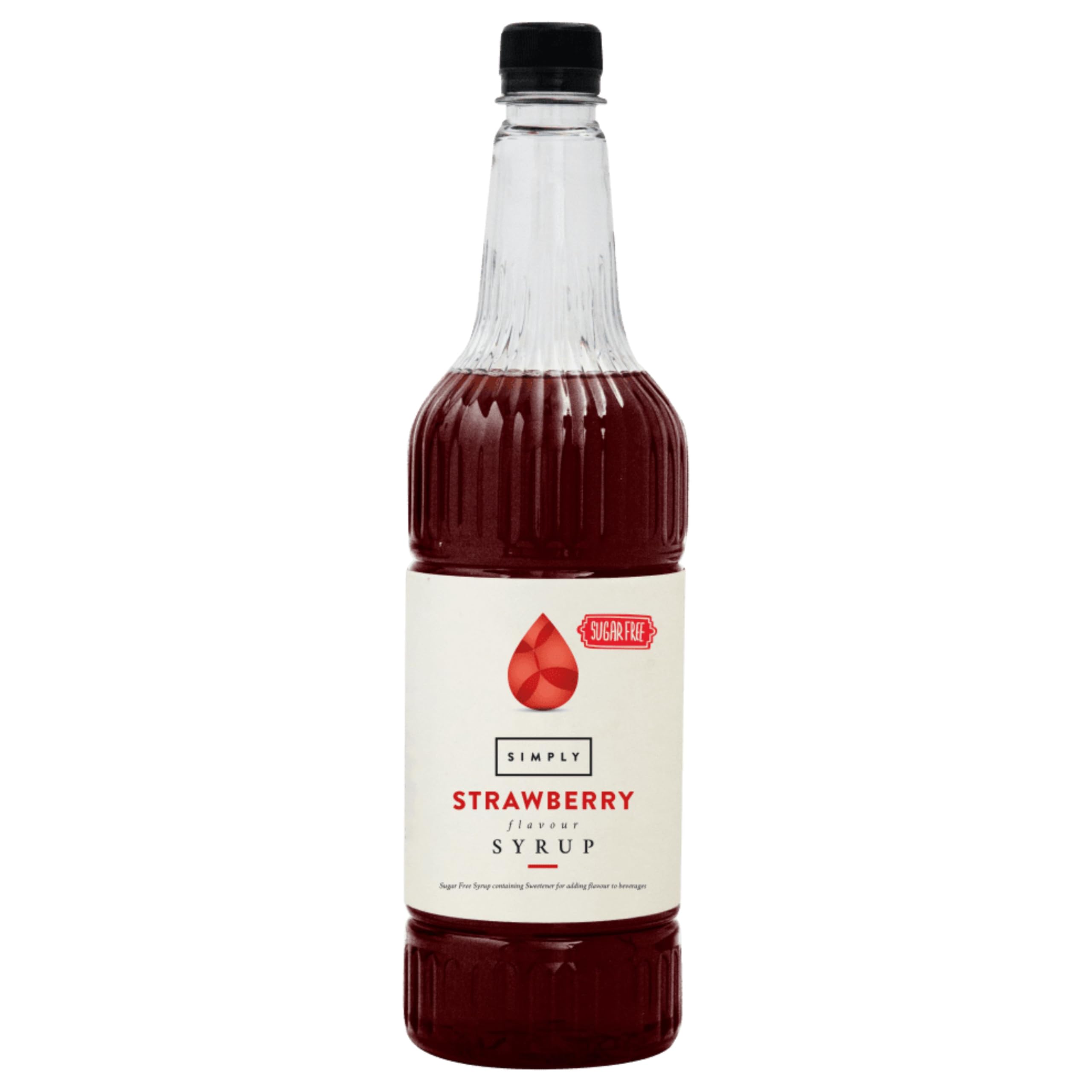 Sugar Free Strawberry Syrup, Low Calorie, Vegan & Nut Free Flavoured Syrup for Coffee, Cocktails & Baking (1 Litre)