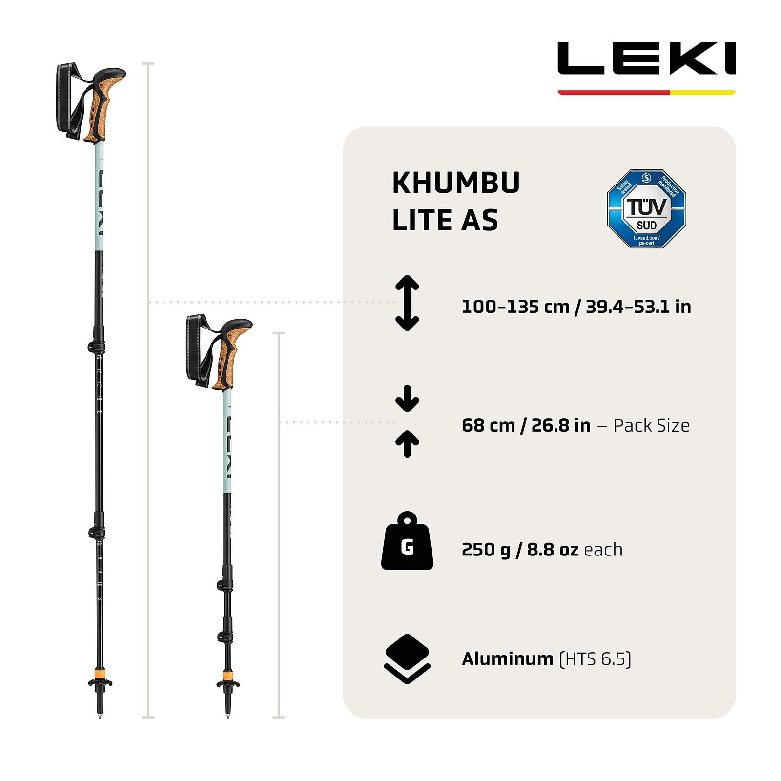Leki Khumbu Lite As - Bastoncini da Trekking Unisex Adulto