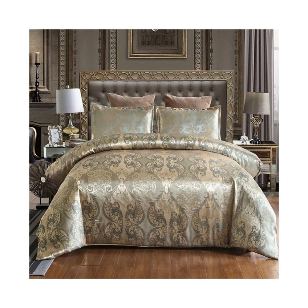 Housse couette jacquard luxe en satin brodé pour une chambre élégante