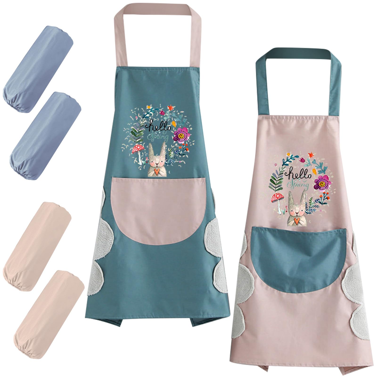 Juego de 2 delantales para mujer, impermeables, delantales de cocina, delantal para mujer, delantal para cocina, restaurante, cafetería, estilo femenino, carbón, Talla única