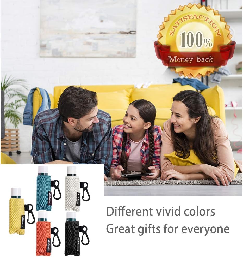 WK IEASON リップクリームホルダー キーチェーン 5個 ブラック クリップオン チャップスティック リップスティック キーチ