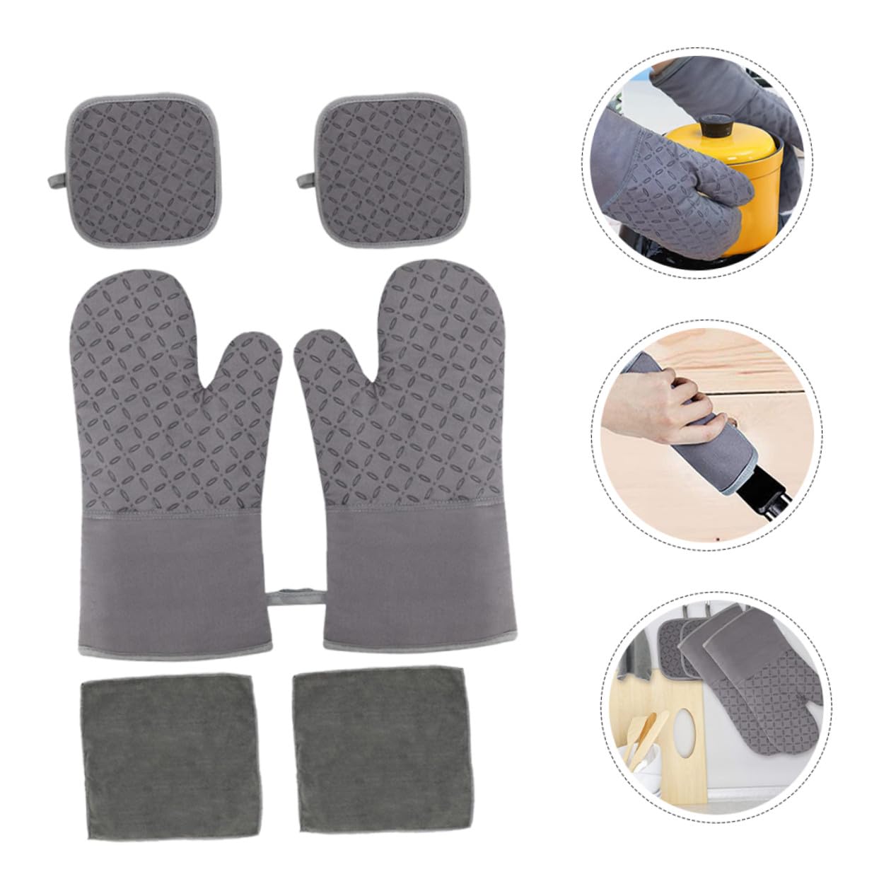 Ofenhandschuhe Hitzebeständig und Topflappen Wärmeisolierende Küchenhandschuhe aus Silikon rutschfeste Kochutensilien