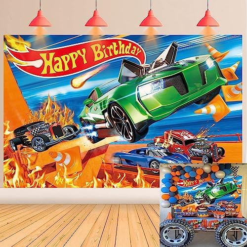 Aperturee Racing Car Happy Birthday Backdrop