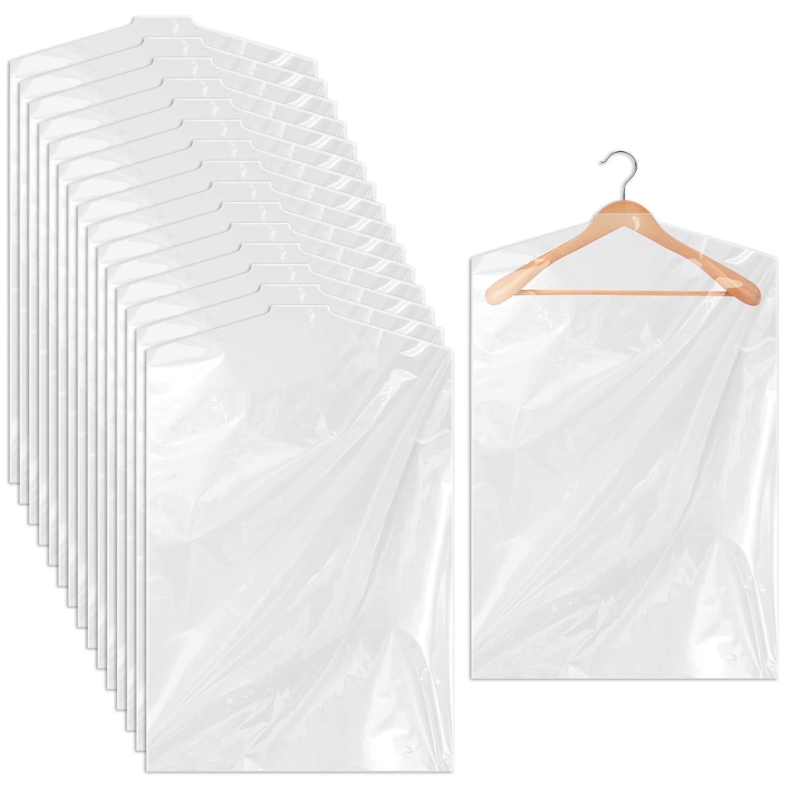 30 PCS 35 5 Inch Plastic Garment Bag Dry Cleaner Bags Laundry Bags Clear Hanging Clothing Covers for