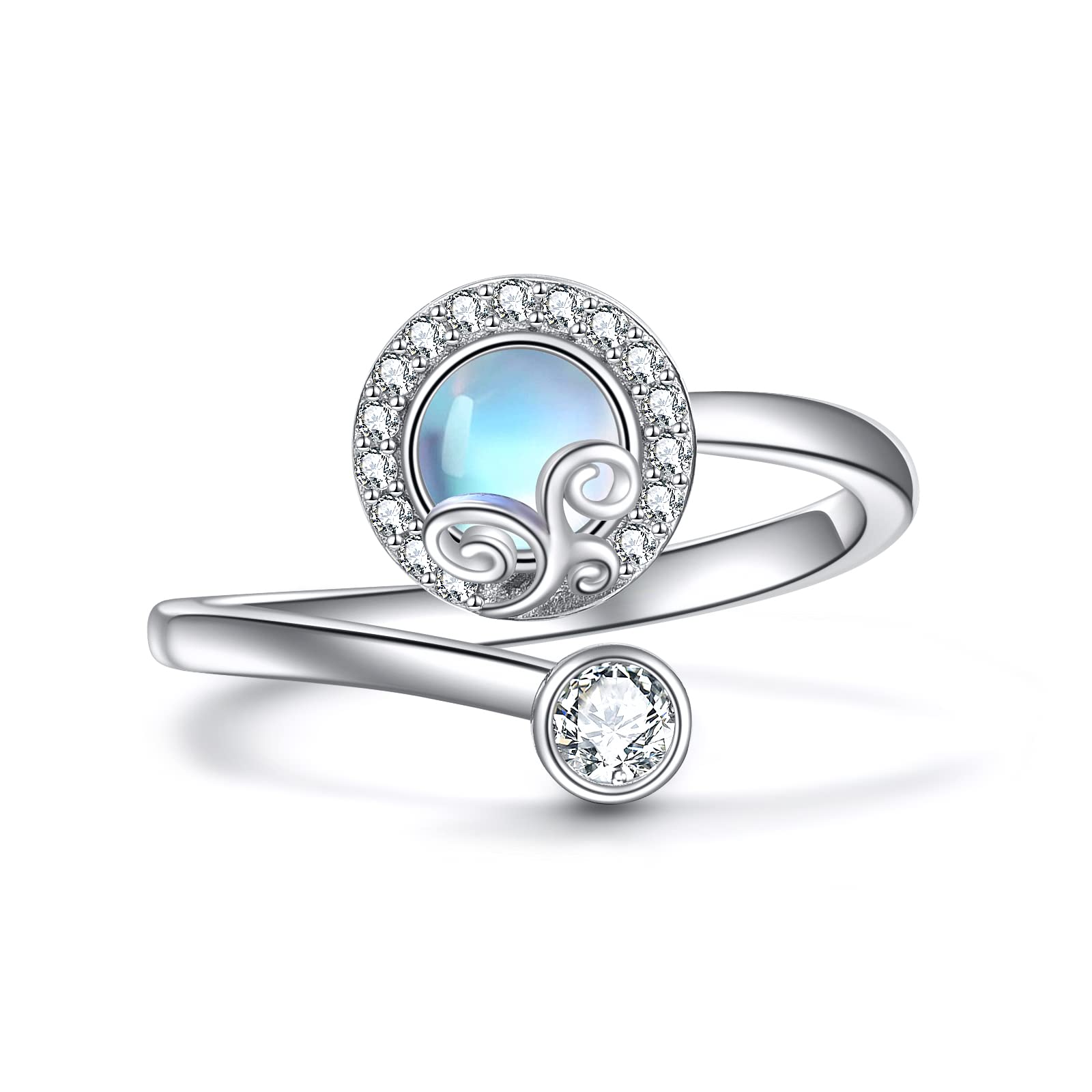 POPLYKE Angst Spinner Ringe Sterling Silber Fidget Ring Verstellbare Drehbare Ringe Drehbare Stimmungsringe für Frauen Stress abbauen