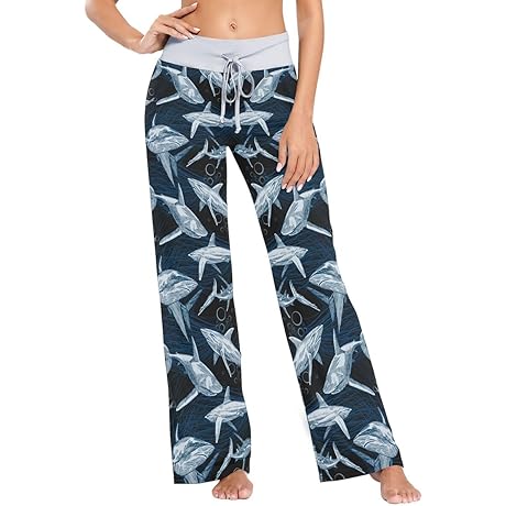 Women's Pajama Pants Shark Print Unique Beer Glasses Sleepwear Comfy Lounge Pajama...