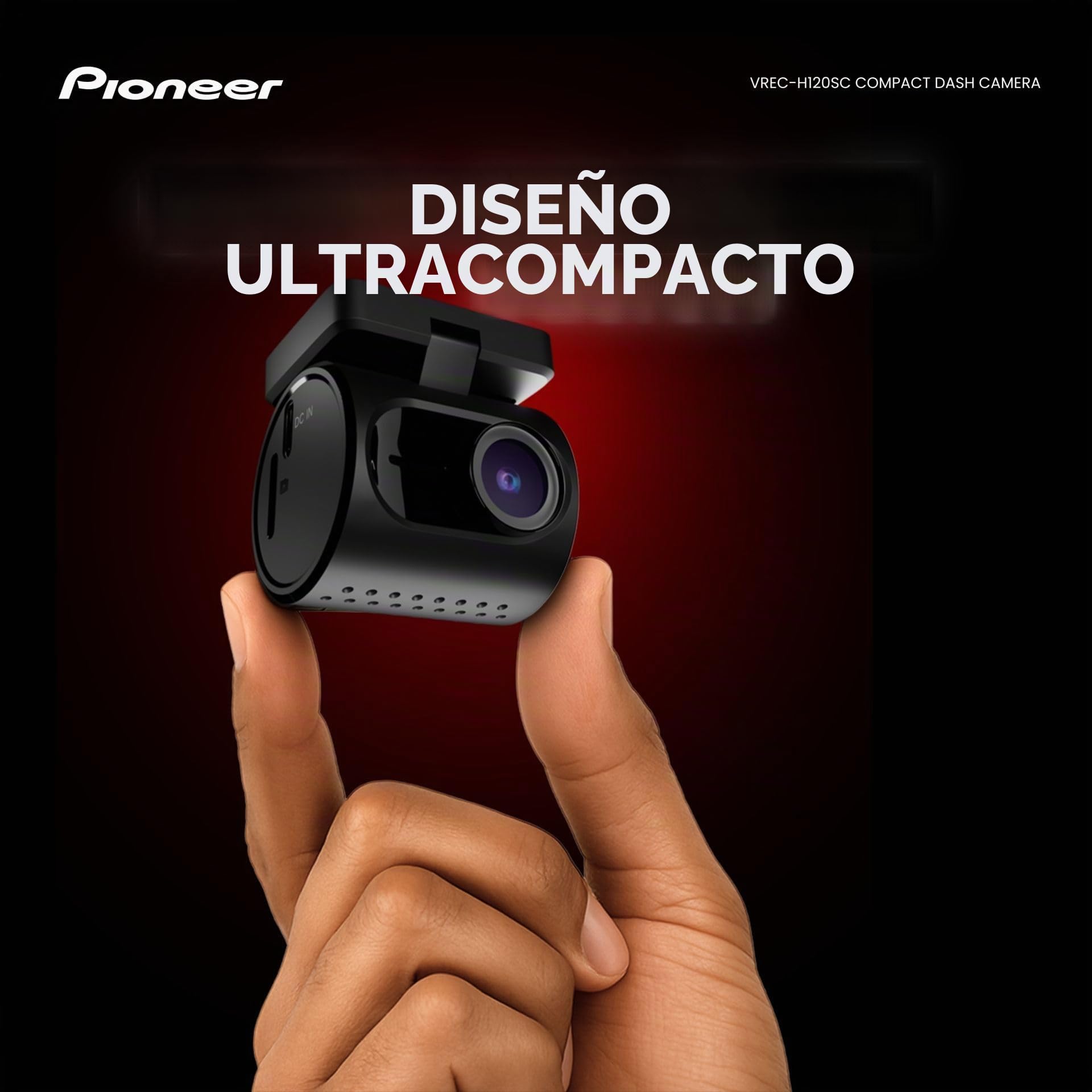 Pioneer VREC-H120SC Dashcam: cámara Frontal única con resolución de 1.5K, Gran Angular de 120°, función Wi-Fi, Sensor G y aplicación Pioneer ai.Sense