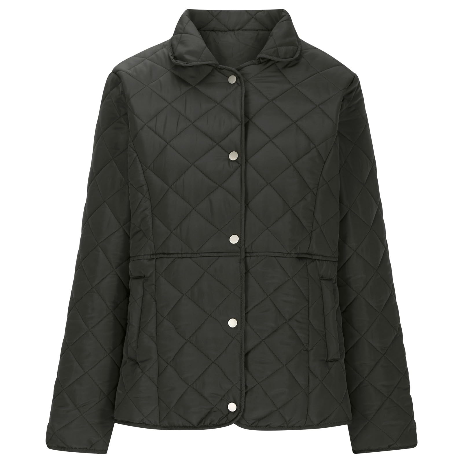 Manteau matelassé décontracté à manches longues pour femme, veste matelassée boutonnée de couleur unie, manteaux tendance, légers et chauds, vêtements d'extérieur d'hiver avec poches
