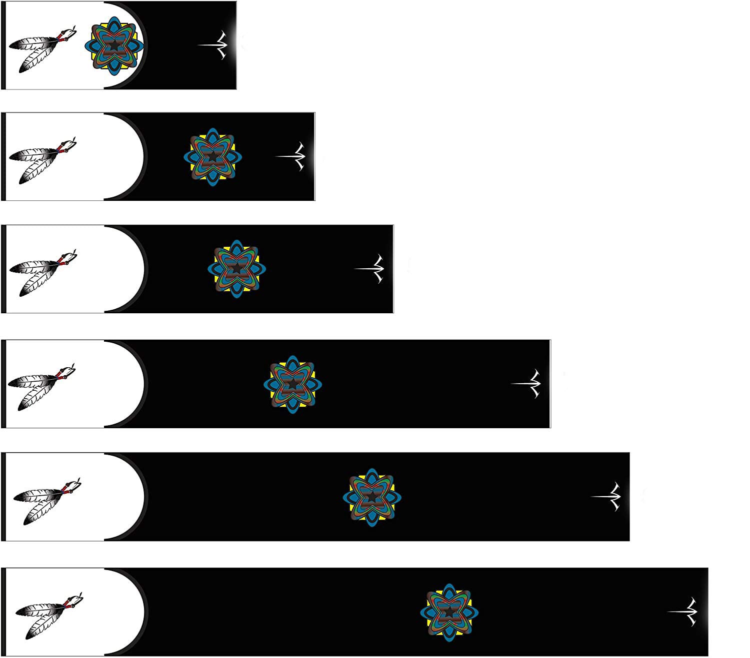 White Water Archery Laminated Native American Black Feather Chevron Arrow Wraps 15 Pc Pack Choose Length Width (4, 1.12)