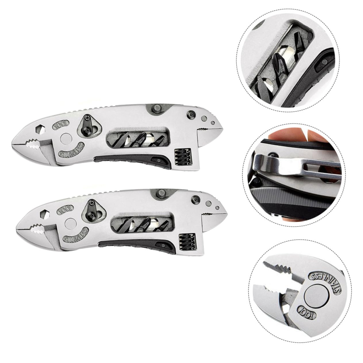 Pince Multifonction en Acier Inoxydable, Lot de 2 Pièces