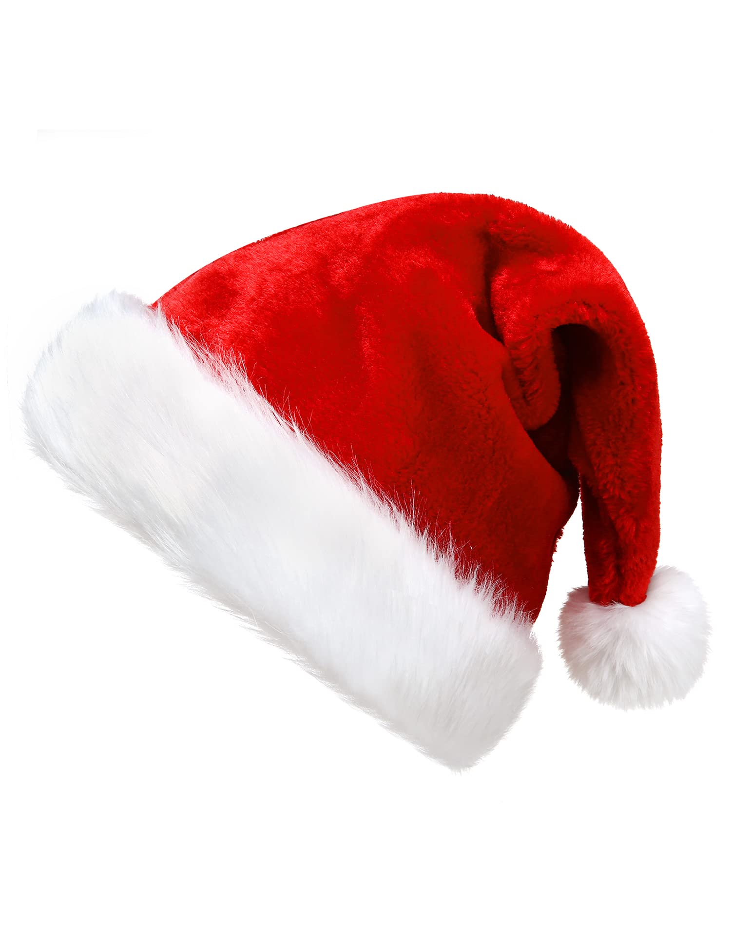 RSLOVE Christmas Hat Santa Hat Adults Xmas Holiday Hat with Thickened Double-Layer Fleece for Christmas New Year Party Supplies, Head circumference 64 wearable, Red