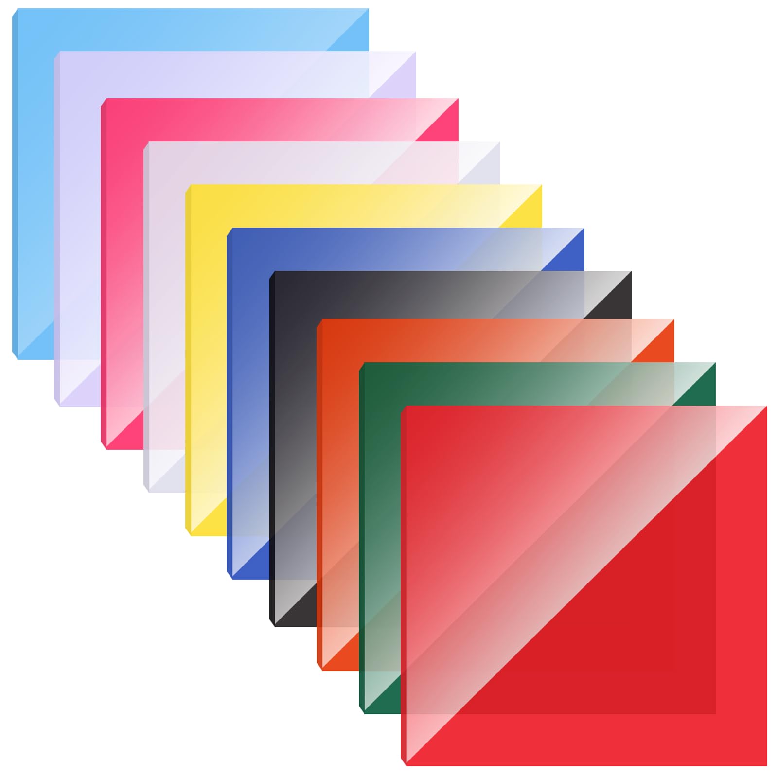 10 piezas de placas de acrílico de colores, placas fundidas, placas de corte por láser, placa de plástico acrílico transparente, placas de acrílico de colores versátiles, placa de acrílico para