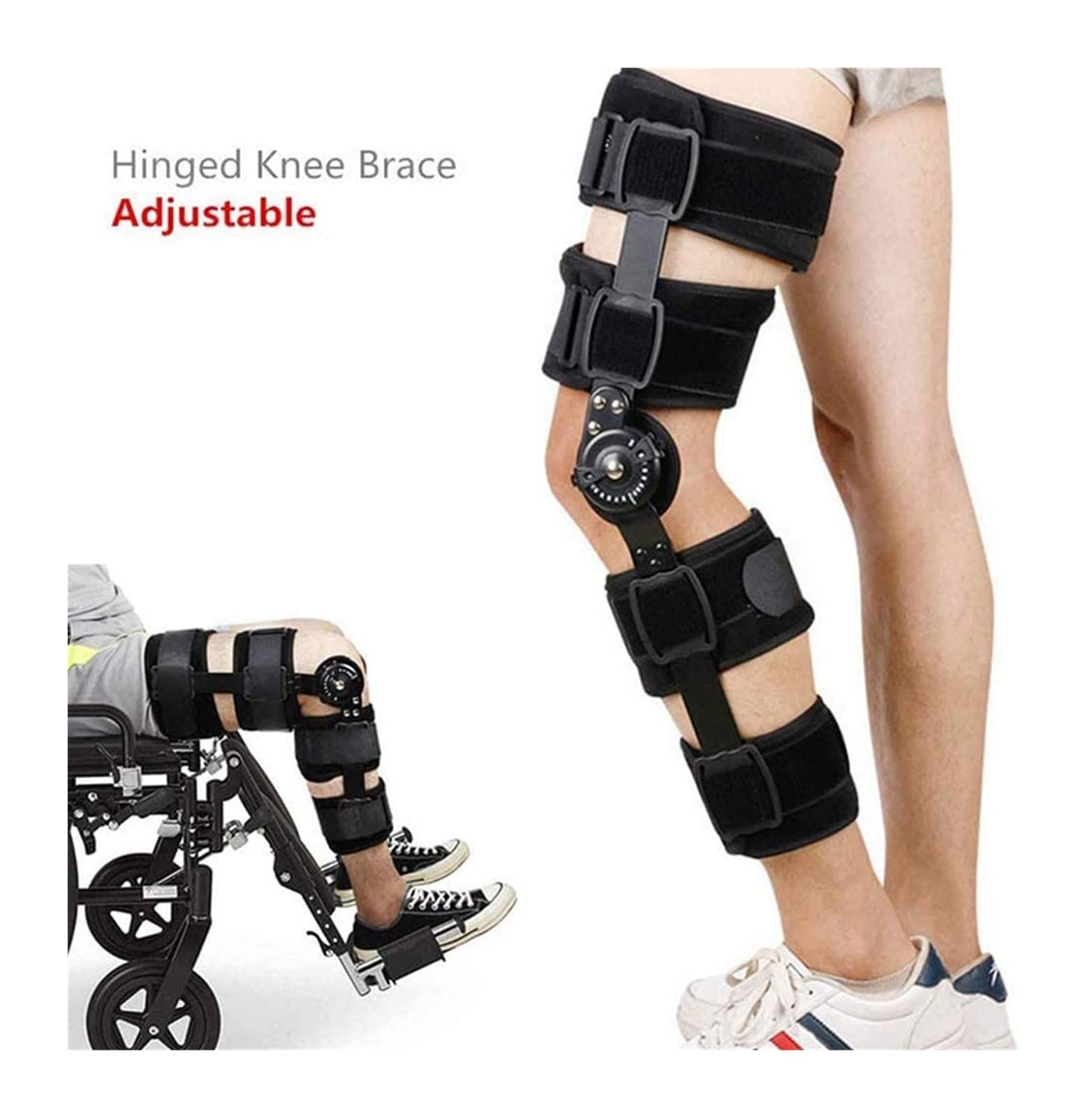 Ortesis ROM Ajustable Soporte de Rodilla Articulado Pierna con Bisagras Rodillera para Rehabilitación Rodilleras Soporte de fijación de la Articulación de la Rodilla Estabilizador de Pierna 22.7.27