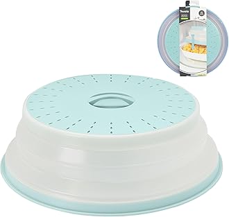 Tovolo Large Microwave Splatter Cover Blue Haze 13 inch Collapsible Silicone Splatter Cover for Extra Large Microwaves, Dishwasher Safe Vented Plate Guard BPA Reheating Cover for Food
