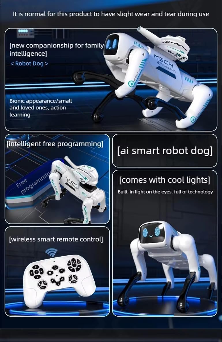 CROPDAK AI Programmable RC Robot Pet with Voice Control, Dance, Fight, Pee, Kungfu, Songs & More – Interactive Tech Toy for Kids – Rechargeable, Remote-Controlled 2