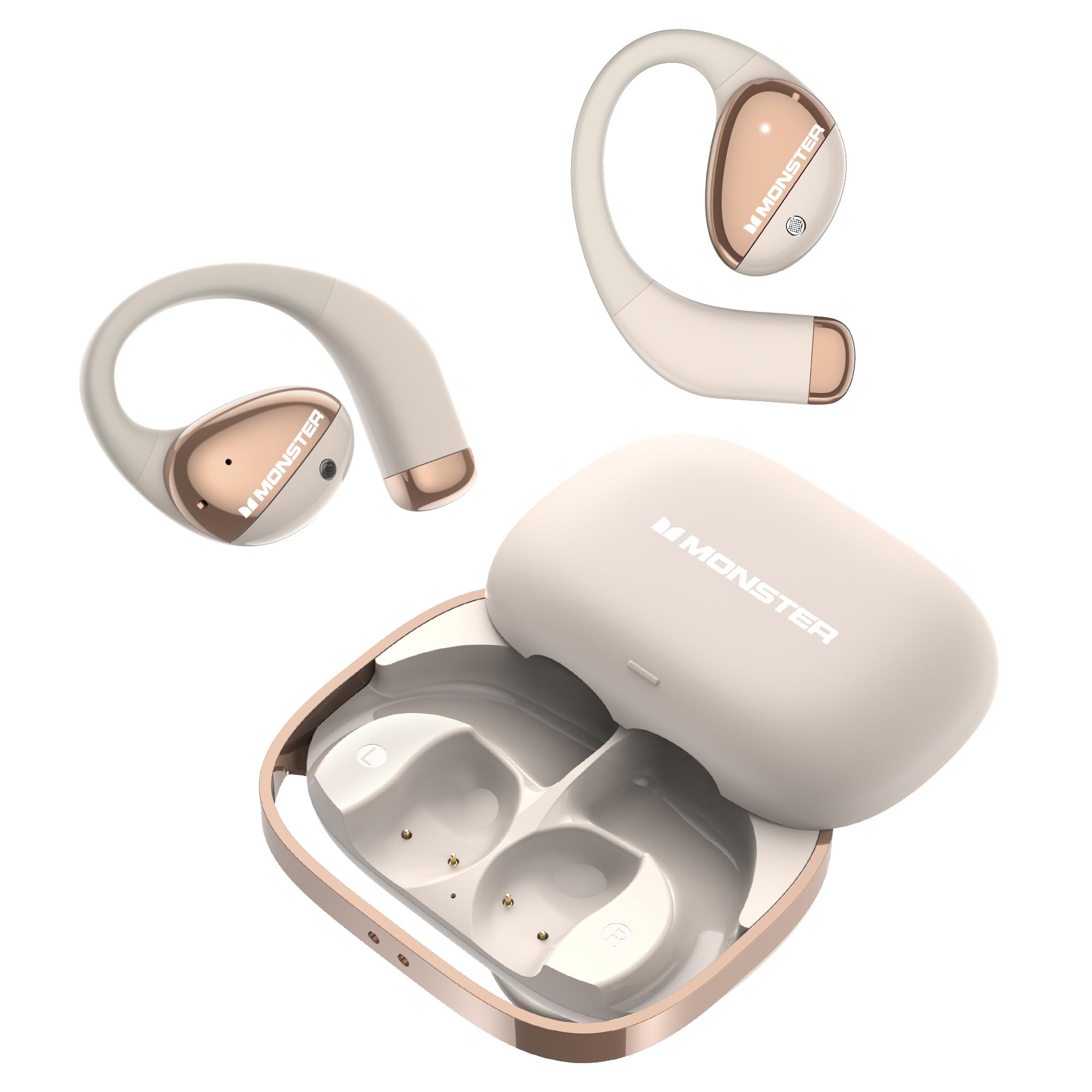 Monster Open Ear AC520 Headphones, Bluetooth 6.0 Wireless Earbuds with HiFi Sound, Open Ear Headphones with 24H Playtime, ENC Clear Call, IPX6 Resistance, Unique Handbag Design