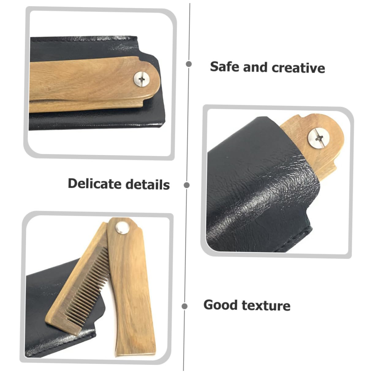 MAGICLULU 4 Set Di Pettini Per Baffi in Legno Dal Design Ergonomico Custodia Pieghevole Per Pettini Per