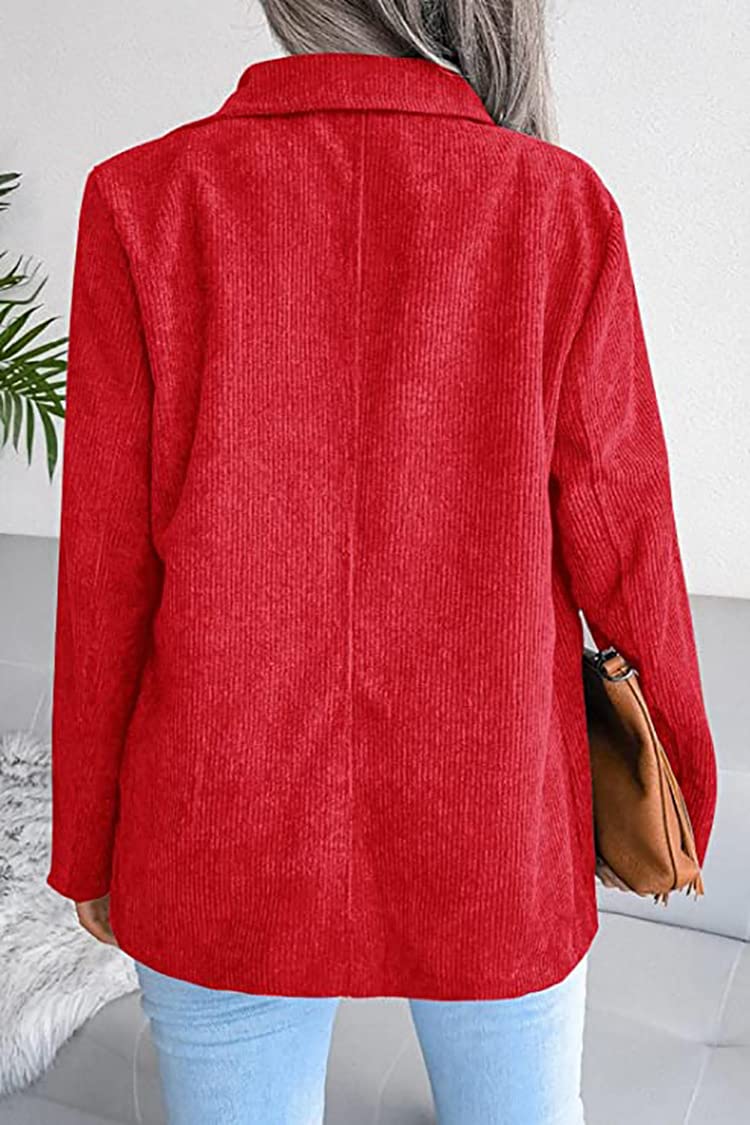 Kromoc Donna Blazer di Velluto a Coste Doppio Petto con Bottoni Giacca da Abito Business Office Sport Coat
