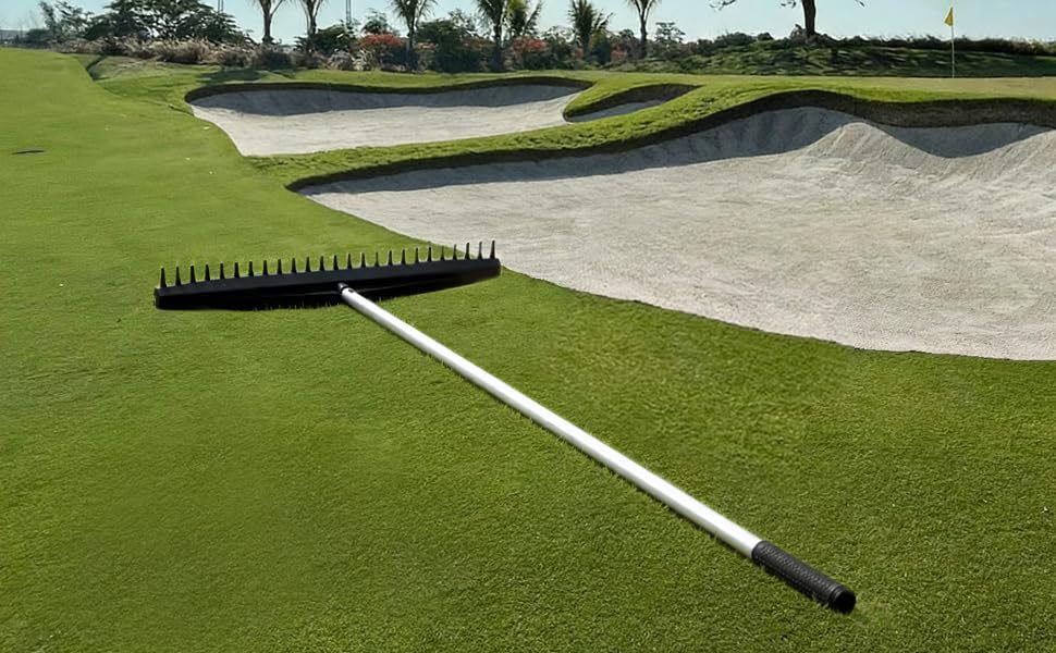 Golf Sand Bunker Rake – Ideal for Course Maintenance, Sand Preparation & Care, with Smooth Edges and Compact Tooth Spacing. Also Perfect for Home Gardens and Landscape Care.