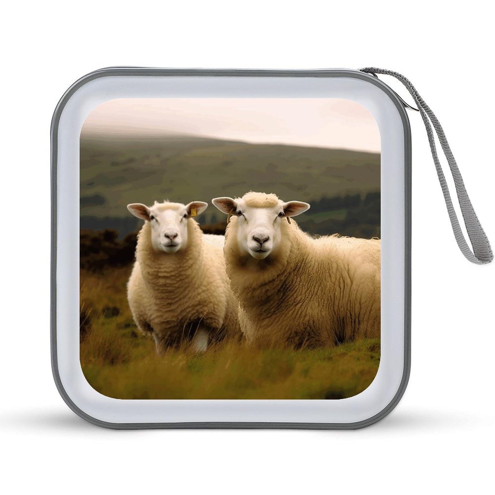 VstaDank Two White Sheep DVD Case 40 Capacity Protective Storage Organizer Binder Booklet Album Portable Disc Wallet Car CD Disk Holder Hard Plastic CD Cases CD DVD Case Holder