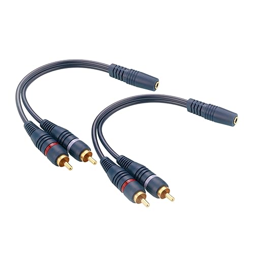 Cable Y de audio estéreo hembra a 2 RCA macho de 0.138 in, paquete de 2 conectores chapados en oro de 9 pulgadas, divisor RCA a AUX, cables