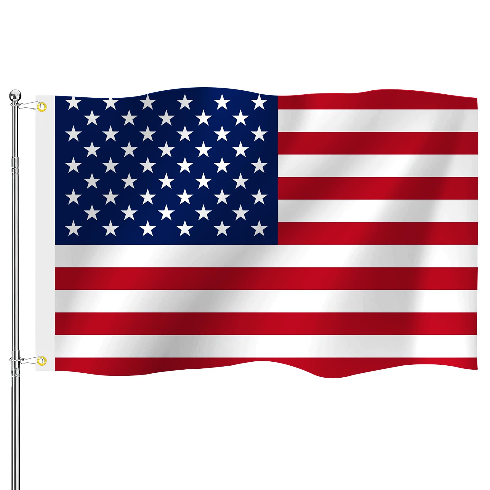 Flaga amerykańska • Flaga USA klasy premium, 90 x 150 cm, z mosiężnymi oczkami, do użytku wewnątrz i na zewnątrz, odporna na warunki atmosferyczne i 100% poliester – idealna dla wszystkich miłośników