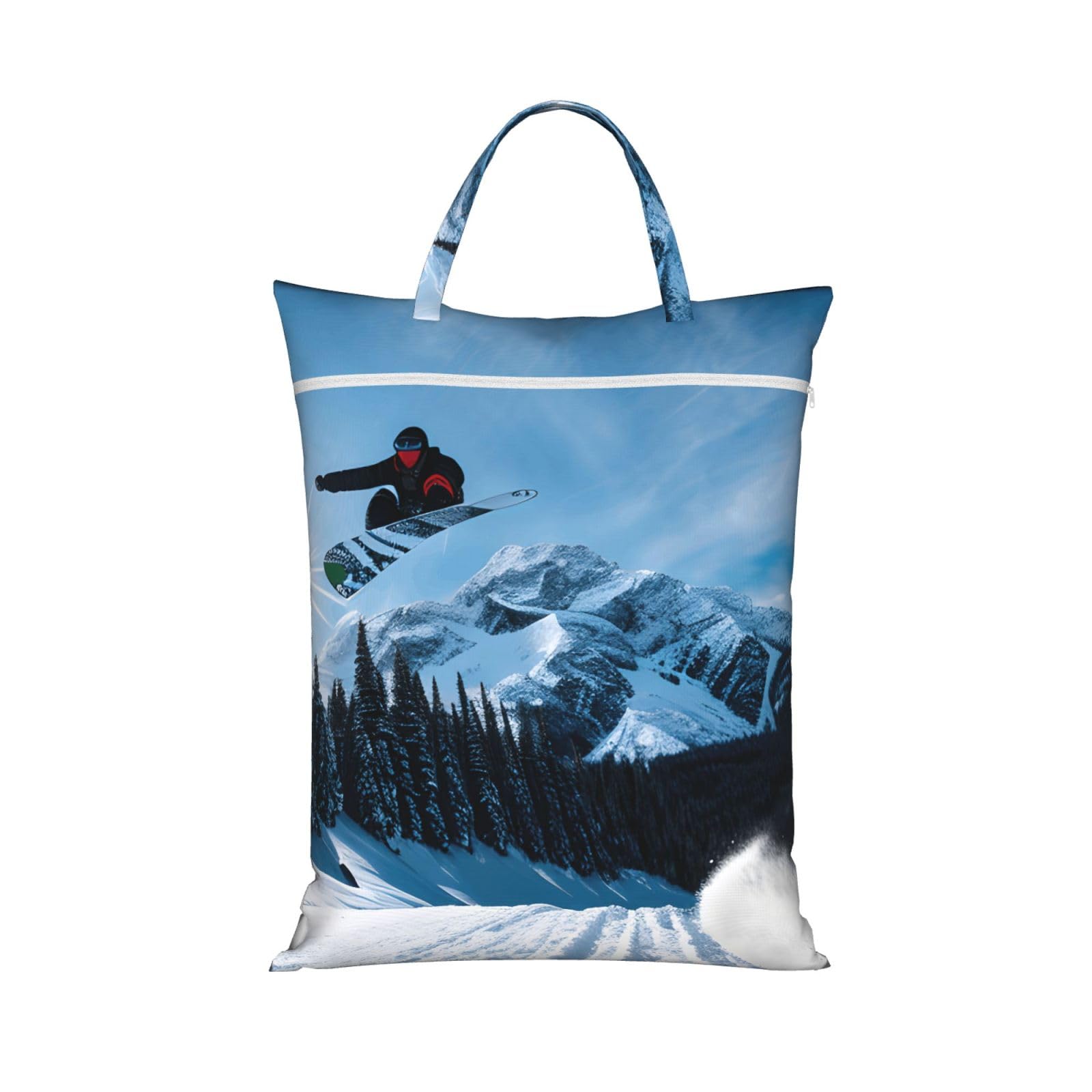 Snowboarding Print Travel Laundry Bag Foldable Lightweight Camping Beach Dorm Weekend Getaways