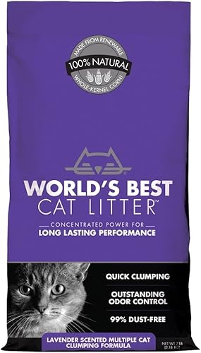 World's Best Cat Litter, arena con olor lavanda, fórmula aglutinante, bolsa de 7 libras