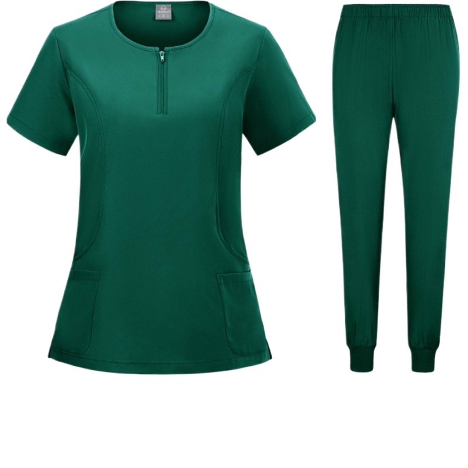 AHUFGN Nurse Scrubs Women Medical Uniform Elastic Scrub Set Hospital Surgical Scrubs Tops Pants Nurse Nursing Workwear Doctors Clothes(Color 5,XL)