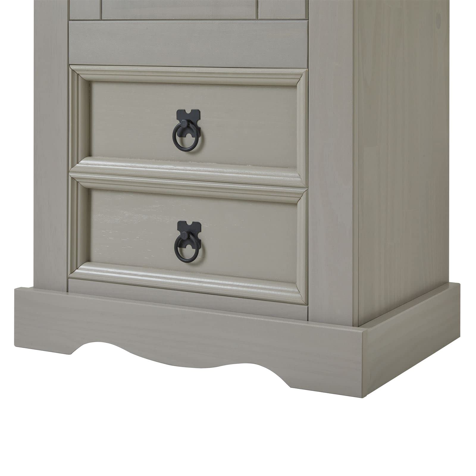 IDIMEX Armoire Tequila Meuble de Rangement avec 7 tablettes derrière 1 Porte battante et 2 tiroirs, en pin Massif lasuré Gris et Brun
