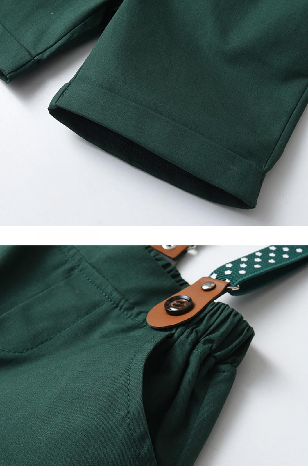 Completo Cerimonia Bambino, Ragazzo Camicia con Manica Corta + Papillon + Pantaloncini con Bretelle 4 Pezzi per Nozze Compleanno Matrimonio Partito