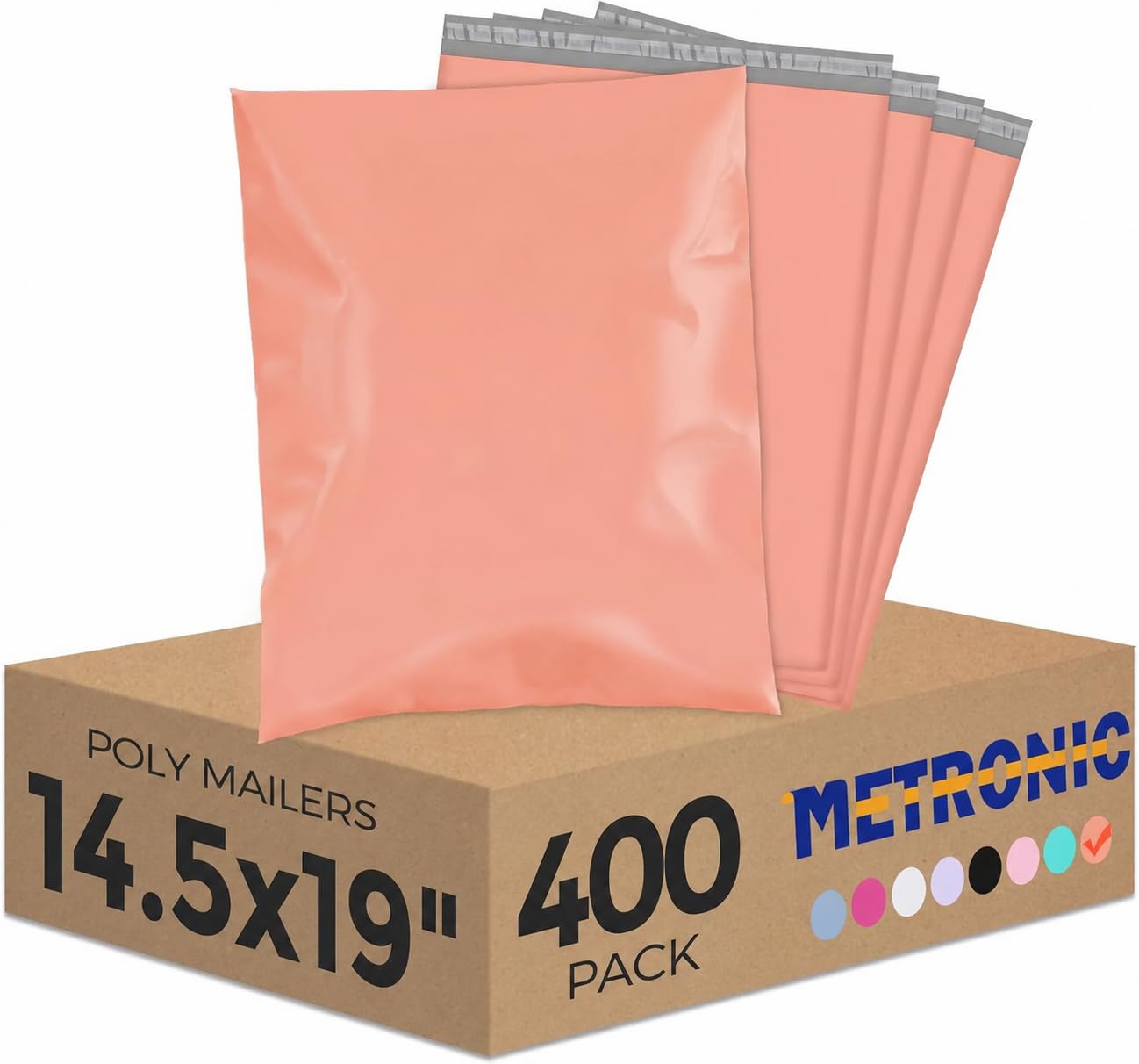 Metronic Buste per spedizioni in polietilene, 14,5 x 19 cm, resistenti, autosigillanti, impermeabili, resistenti agli strappi, sacchetti per piccole imprese, boutique, abbigliamento, rosa pesca