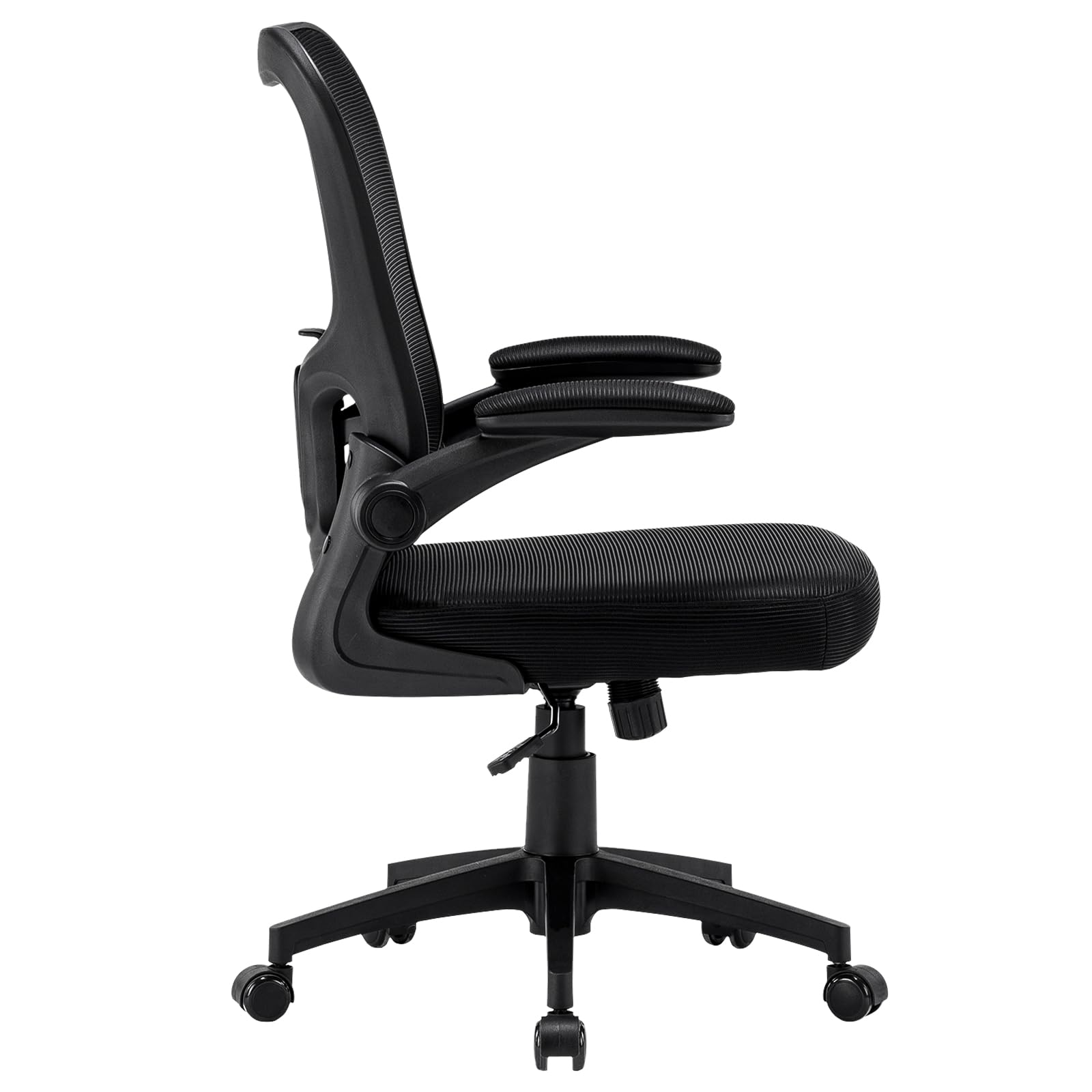 Hellove Home Office Schreibtischstuhl, Ergonomischer Computer-Mesh-Arbeitsstuhl mit mittelhoher Rückenlehne, höhenverstellbarem, bequemem Sitz, Drehstuhl mit hochklappbaren Armlehnen
