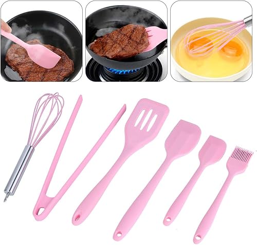 Miniatura 3 de Utensilios de cocina de silicona, 6 piezas de utensilios de cocina, antiadherentes, resistentes al calor, kit de utensilios de cocina de silicona,