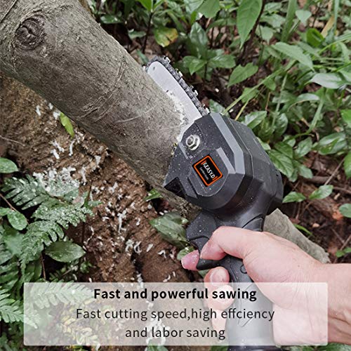 F.EASY.D Mini Chainsaw 4-Inch Cordless Electric Protable Chainsaw with Brushless Motor, One-Hand 0.7kg Lightweight, Pruning Shears Chainsaw for Tree Branch Wood Cutting (4inch, Black)