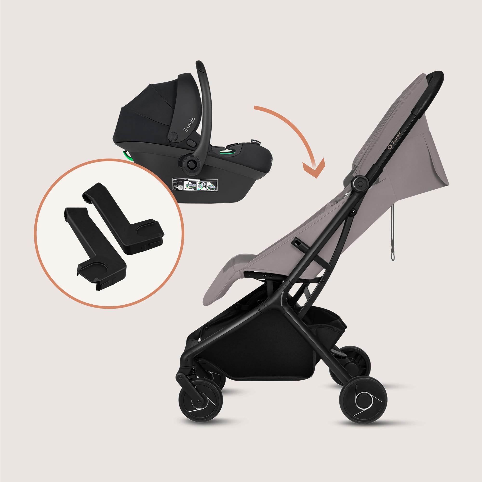 LIONELO Sia - Adaptadores para silla de coche para cochecito Travel System | Montaje rápido en el chasis sin quitar el asiento, kit para conectar el capazo y el cochecito