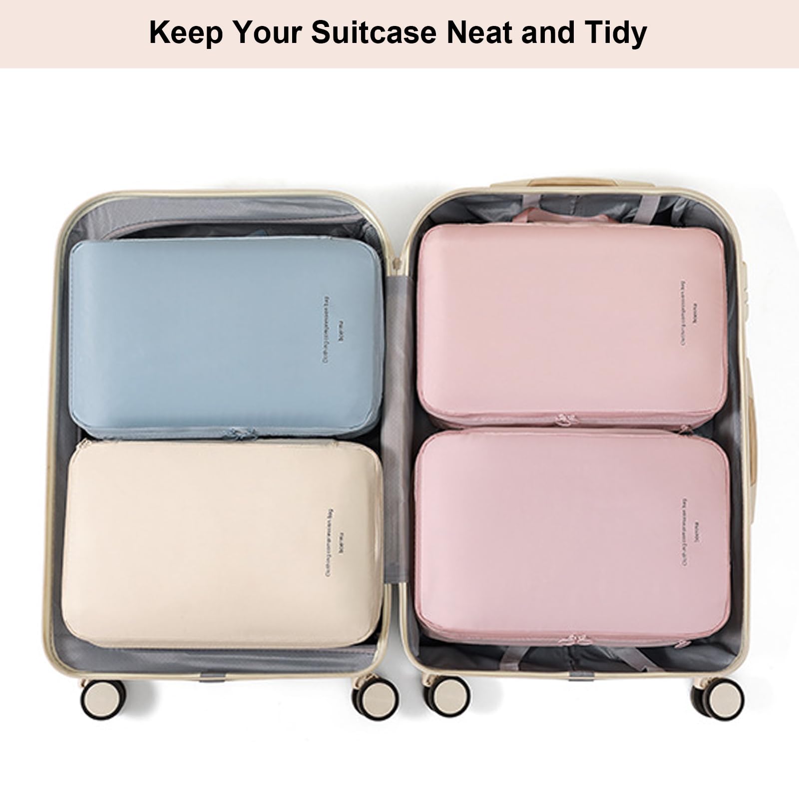 Cubi di imballaggio a compressione a doppio strato per viaggi, borse organizer per bagagli comprimibili per valigie borsa da imballaggio accessori da viaggio, rosa, M