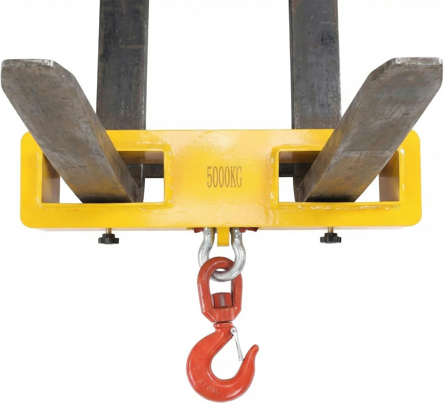 Forklift Lifting Hook Dual Fork Mount Truck Hook Spreader (MAX 10 Tons) Heavy Duty Forklift Hoist with 360° Swivel Lifting Clamp for Uplifting & Towing Generators Drums Machinery