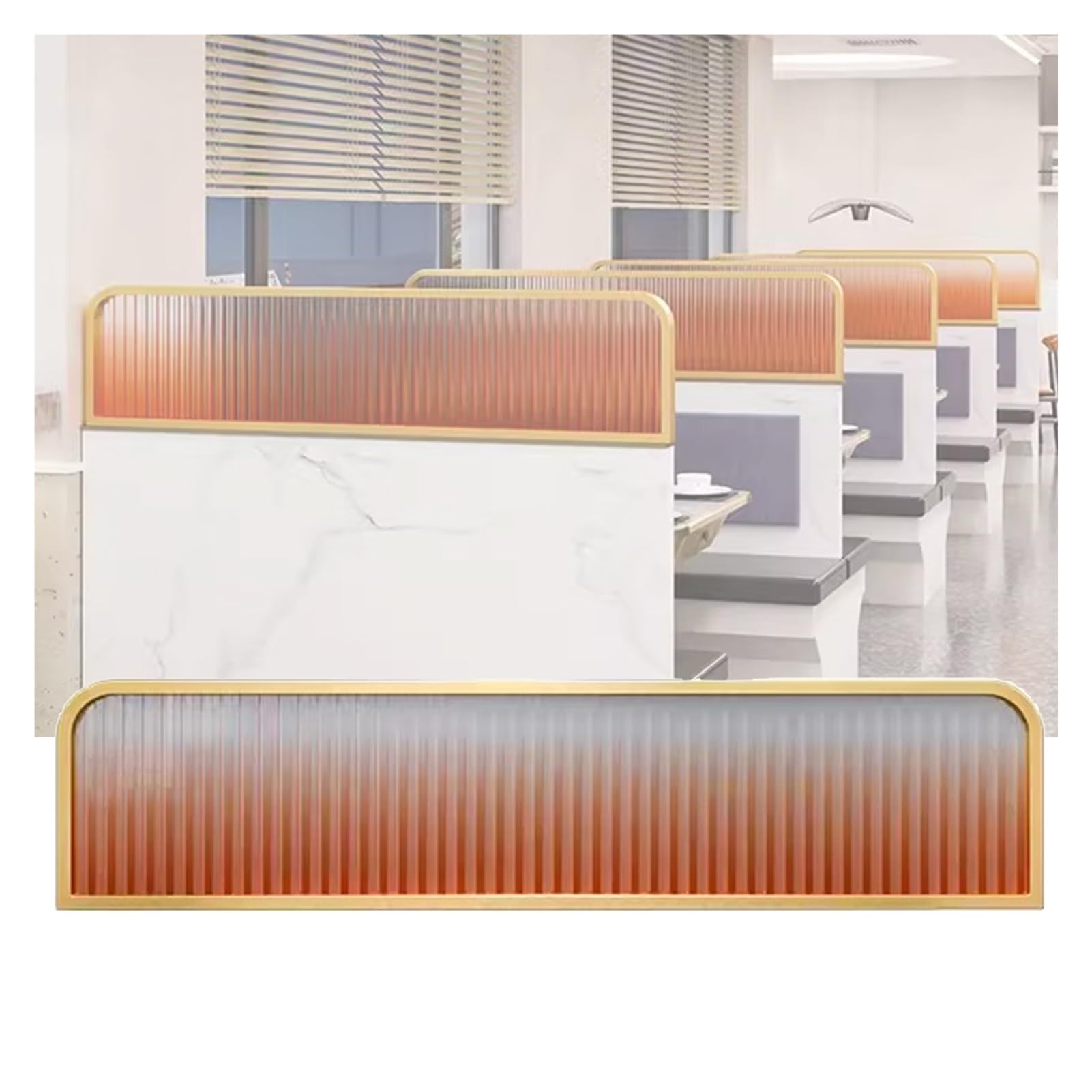 GDMDPTE Matte Glass Gradient Dividers for Dining Areas Rose Gold Restaurant Decorative Partitions with Raised Aisle Countertop Desk Divider 25x70cm